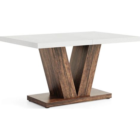 Table à manger rectangulaire rustique en bois 120x80x75 cm pour 4 à 6 personnes (1/5)