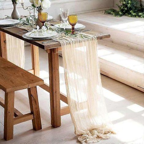 Chemin de table en mousseline, chemin de table, décoration de table de mariage