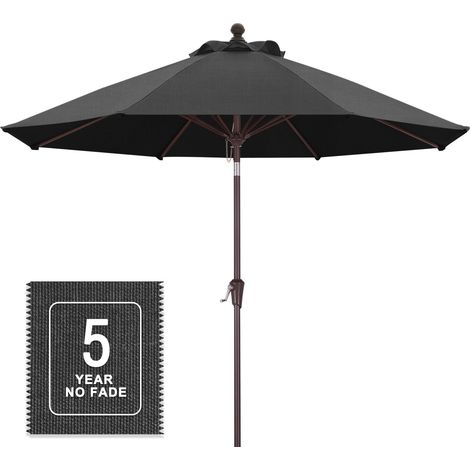 Parasol pour terrasse d'extérieur résistant à la décoloration, grand parasol résistant aux UV pour table de marché, 8 baleines (2,7 m, gris foncé) (1/5)