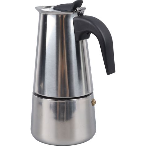 Cafetières Moka 300ml en Inox, Poignée Isolée, Cafetière Portable pour Camping, Bureau et Voyage, Facile à Nettoyer, Filtre Inclus (1/5)