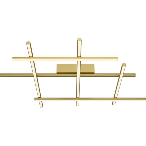 Maytoni Radiance Plafonnier semi-encastré LED carré moderne intégré, doré, 3 000 K, 2 250 lm, abat-jour blanc