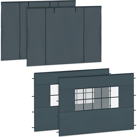 Vonroc – Ensemble de parois latérales pour tente de réception – 2 parois solides et 2 avec fenêtres – Tissu Oxford 420D imperméable – Protection UV 50+ (1/3)