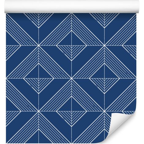 Papier peint à motifs géométriques en losanges bleus, bas bleu 50x1000 cm (1/5)
