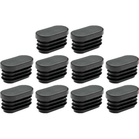 10x Embout de tube rentrant ovale antidérapant en PELD – Protection pour pieds de meubles – 25 x 15mm noir – Finition soignée (1/5)