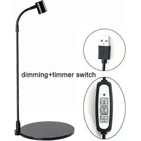 Lampe de croissance USB pour plantes d'intérieur, lampe LED avec support, bras flexible réglable en hauteur, base avec variateur. (1/5)