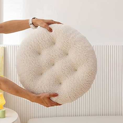 Coussin de siège court en peluche, coussin de chaise rond, coussin doux et confortable pour chaises de jardin, de bureau, de salle à manger, coussins de siège pour chaises d’intérieur et d (1/4)