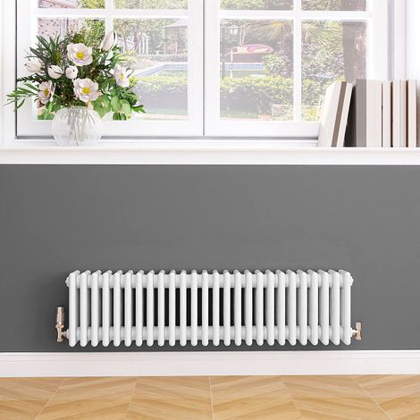 Biubiubath Traditional Cast Iron Style Radiator Horizontal 4 Column White 300x1190mm
