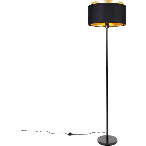 Modern Floor Lamp Black with Lampshade Black with Gold - Simplo (1/4)