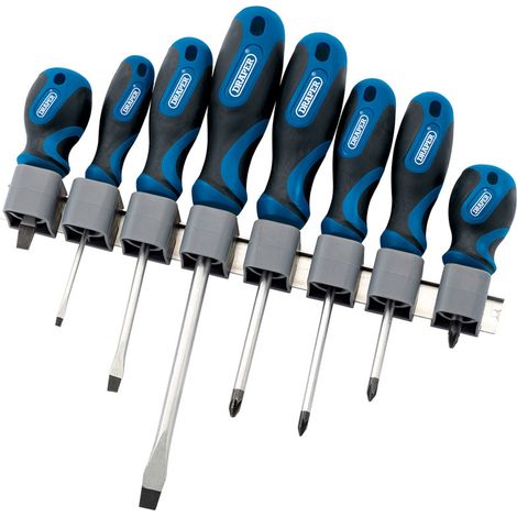 Draper 8-Piece Soft Grip Screwdriver Set with Wall-Mountable Storage Rack (Model 48933) (1/5)