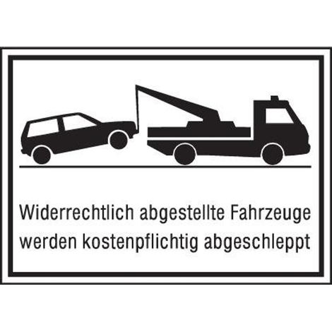 SafetyMarking Parkverbotsschild Alu B400xH250 mm Unberechtigt abgestellte Fahrzeuge w. abgeschleppt (1/3)