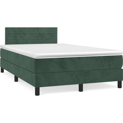 Sommier à lattes de lit avec matelas LED vert foncé 120x190 (1/5)