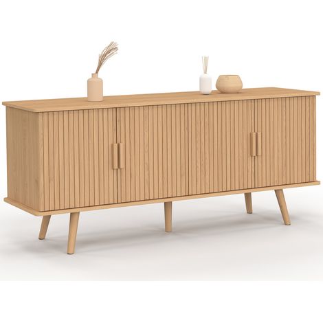Buffet 140 cm JULIETTE 4 portes effet lattes