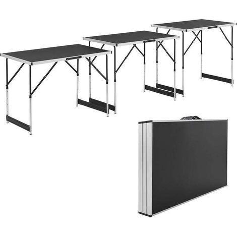 [GEBRAUCHT] B-Ware Alu Klapptisch 3er Set Camping Tisch höhenverstellbar klappbar 100x60cm flexibel (1/2)