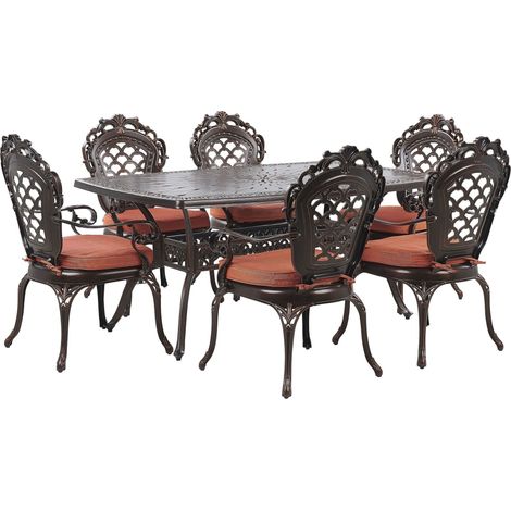 Gartenmöbel Set 6-Sitzer LIZZANO inkl. Kissen Metall Dunkelbraun