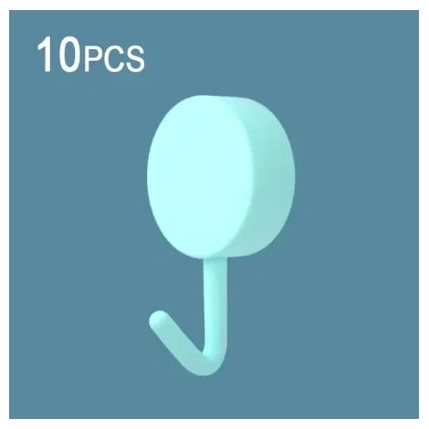 (Bleu, lot de 10) Crochets muraux autocollants, résistants et sans perçage, pour manteaux, sacs, portes de salle de bain, porte de cuisine, porte-serviettes, accessoires de rangement pour la maison (1/5)