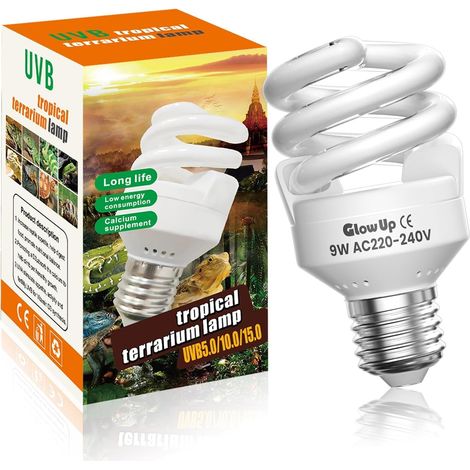 1 Ampoule UVB 5.0 E27 9W Lampe UVA Pour Tortue Serpent Lézard Aquarium (1/5)