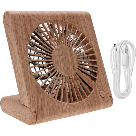 1 Ventilateur de bureau, portable, rechargeable USB, marron, vitesses réglables, usage voyage (1/5)