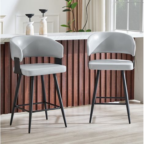 Chaise de salle à manger 44,3x44,3x94,5 cm en PU gris, confortable et moderne FloraGrace (1/5)
