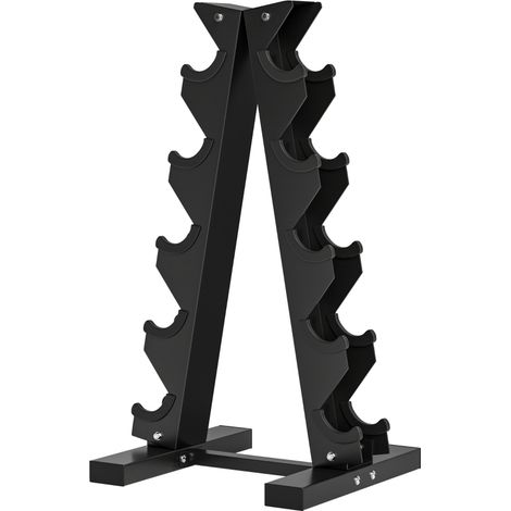 Porte-haltères pour 10 haltères, 5 niveaux, cadre en acier robuste, jusqu'à 100 kg, noir, 66 x 35 x 33 cm (1/5)