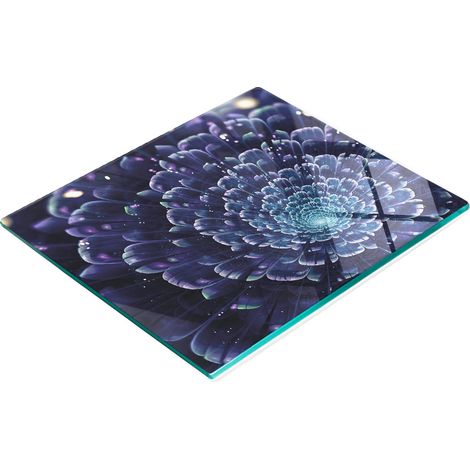 Piatto decorativo multifunzionale in vetro per cucina, con motivo floreale frattale, 60x52 cm. (1/5)