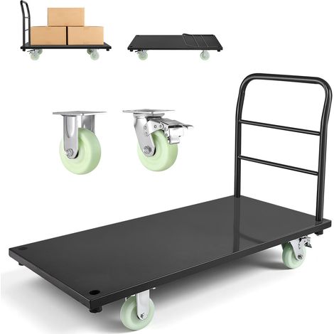 Mophorn Carro plataforma plegable 122 x 61 cm para trabajo pesado, capacidad de carga de 907 kg, carrito portaequipajes con ruedas, ideal para uso doméstico, almacén y mudanzas (1/5)