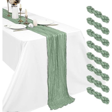 Lot de 8 Sage Cheesecloth table chemin 17 x 108 pouces Boho Gauze table chemin ensemble pour Wedding Bridal Shower (1/5)
