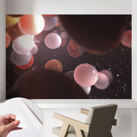 Papier peint autocollant à motifs décoratifs pour salon chambre et bureau Décoration murale élégante avec colle Sphères cosmiques 104x70 cm (1/5)