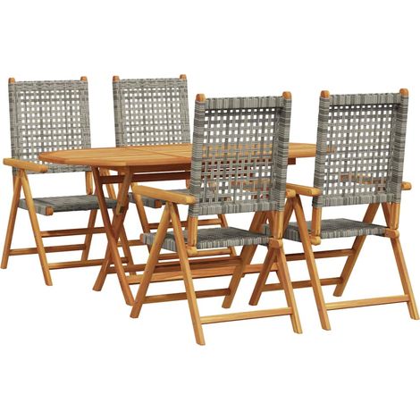 Maison Exclusive - Garten Essgruppe 5 pcs Grau Massivholz Akazie
