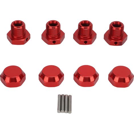 Kit de 4 adaptateurs de roues hexagonaux en alliage d'aluminium professionnel pour voiture RC ARRMA 1/8, rouges (1/5)