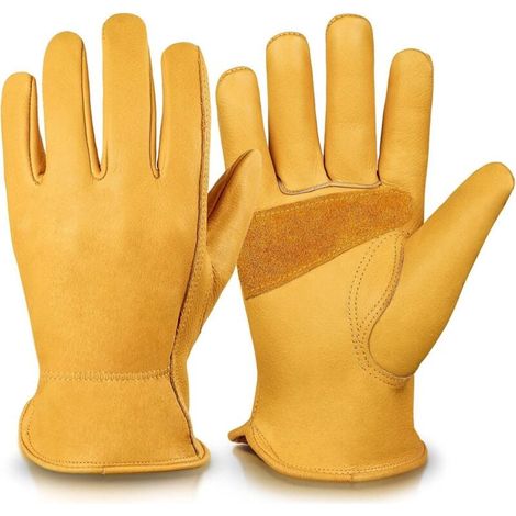 Gants de jardinage en cuir confortables et anti-coups de couteau pour le jardinage et les travaux ménagers pour hommes et femmes (taille L) (1/4)