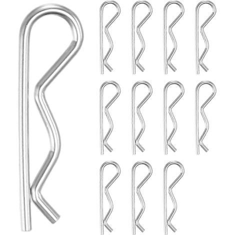Goupilles d'attelage M25x60mm acier inoxydable 304 + clips R + goupilles fendues, pour tracteur tondeuse, camion, réparation moteur - lot de 2 (1/5)