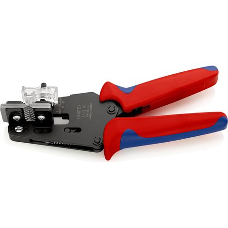 KNIPEX 12 12 14 Alicate pelacables de precisión con cuchillas de forma precisa con mangos multicomponentes Barnizados 195 mm (1/2)