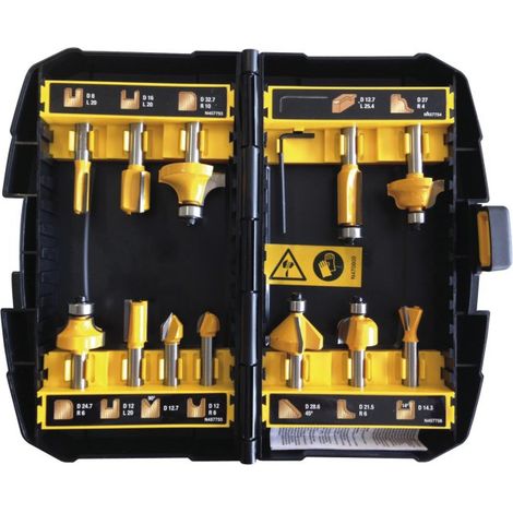 DeWalt DT90016-QZ Set Fresas Fresadoras Eje 8 mm 12 Piezas