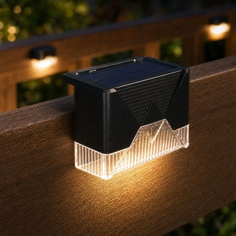 Lampe solaire d'escalier LED étanche, éclairage auto crépuscule à l'aube, ABS robuste, lumière blanche/chaude/couleur, jardin terrasse (1/4)