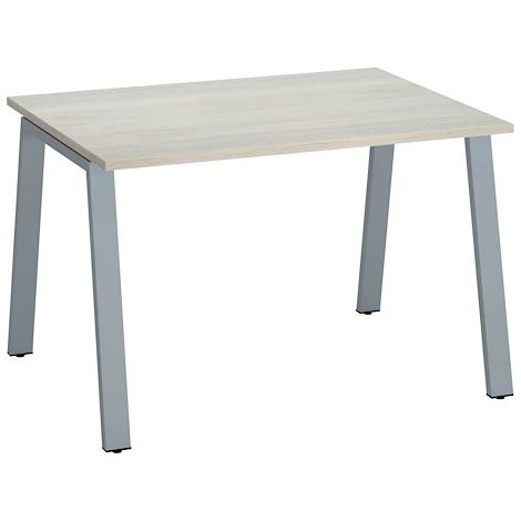 Bureau droit individuel chêne gris 120 x 80 cm, piétement métal aluminium - Arch - Maxiburo (1/2)