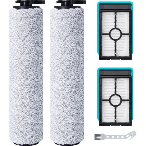 Rouleau de brosse de rechange et filtre HEPA pour Bissell CrossWave HF2/3845N/3831 Aspirateur Balai Laveur à Câble, 2 rouleaux de brosse + 2 filtres HEPA + 1 brosse de nettoyage