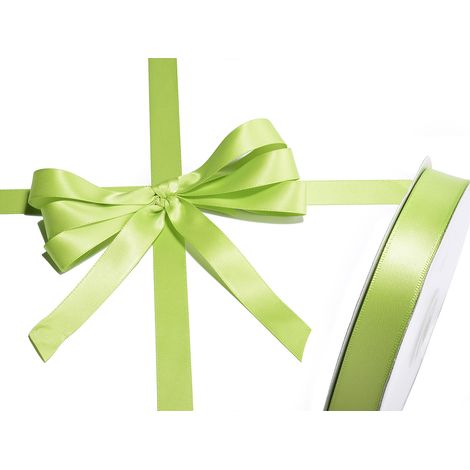Ruban double satin vert pomme, 15 mm x 50 m