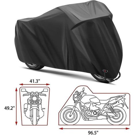 Motorradabdeckung - Für den Innen- und Außenbereich - Für Harley-Davidson, Honda, Suzuki - Schwarz - 3XL (295 x 110 x 140 cm) (1/4)
