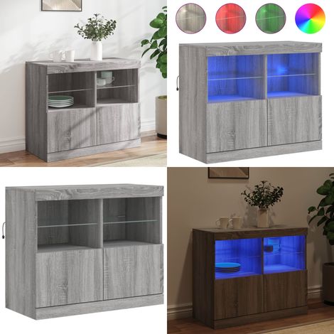 Buffet avec lumières LED sonoma gris 81x37x67 cm - Buffet Design Moderne - Meuble Rangement - Luminaire Led Rgb - Armoire Murale - Décoration Intérieur - Home & Living (1/5)