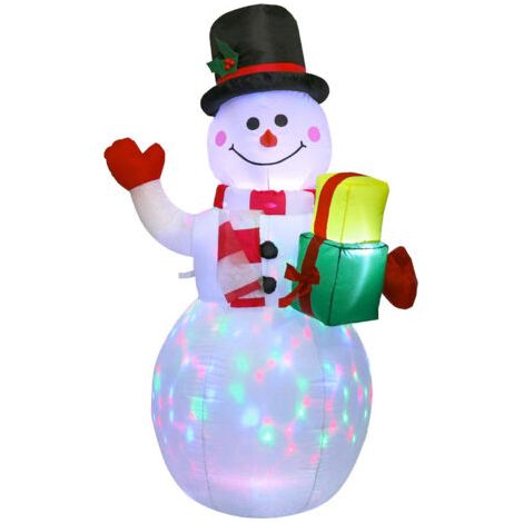 QORVA- Décoration de cour de noël, lumières colorées rotatives, modèle de bonhomme de neige gonflable (1/5)