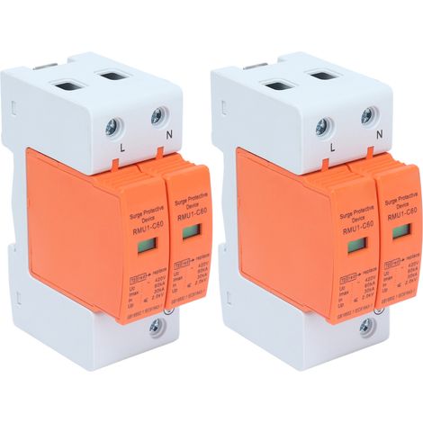 2 dispositifs de protection contre les surtensions SPD, parafoudre, disjoncteur domestique 2P 420V RMU1-C6060kA Imaximum (1/5)