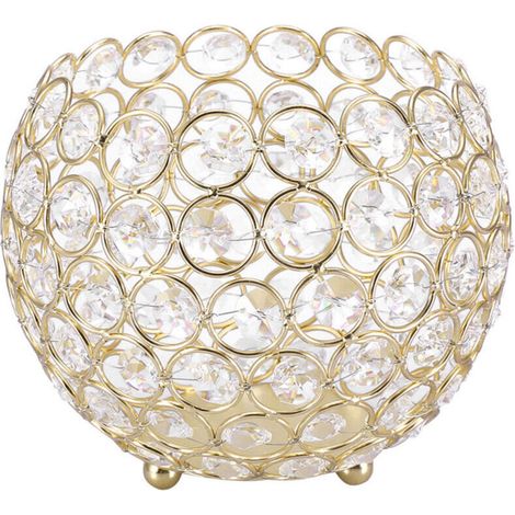 Porte-bougies chauffe-plat en cristal, centres de table pour décoration de mariage (doré, diamètre 10 cm)