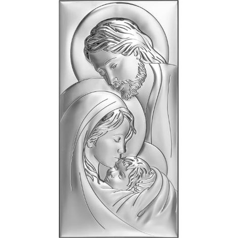 Cuadro en plata de la Sagrada Familia, recuerdo de Boda, Bautismo, Comunión 6380 6 x 12 cm (1/5)