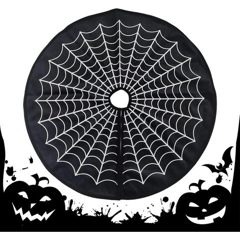 Jupe d'arbre Halloween Tapis Rond Gothique Effrayant 60 cm Tapis décoratif pour arbre toile d'araignée Bureau à domicile, extérieur, salon, jardin, cour, ferme (1/5)