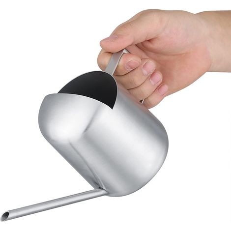 Annaffiatoio in acciaio inox da 300 ml – beccuccio lungo – semiaperto – per patio, giardino, ufficio e uso interno.
