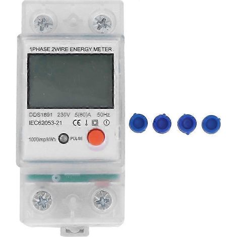 Compteur électrique monophasé 2P DDS1891 DIN Rail, mesureur d'énergie active KWh, appareil de consommation modulaire pour tableau, compteur électronique de précision. (1/5)