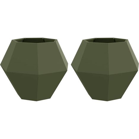 Maison Exclusive - Jardinera 2 pcs Verde Oliva 75 x 75 x 60 cm Ac