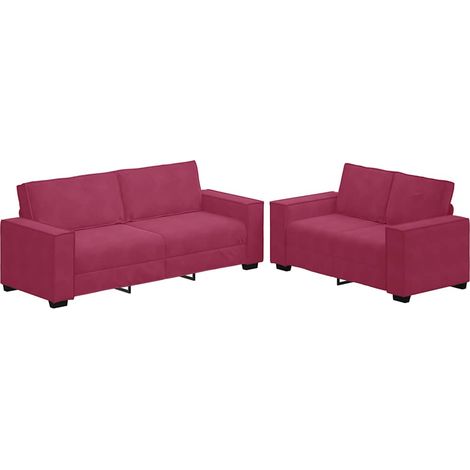 Maison Exclusive - Ensemble de canapé 2 pcs avec coussins velours rouge bordeaux (1/5)
