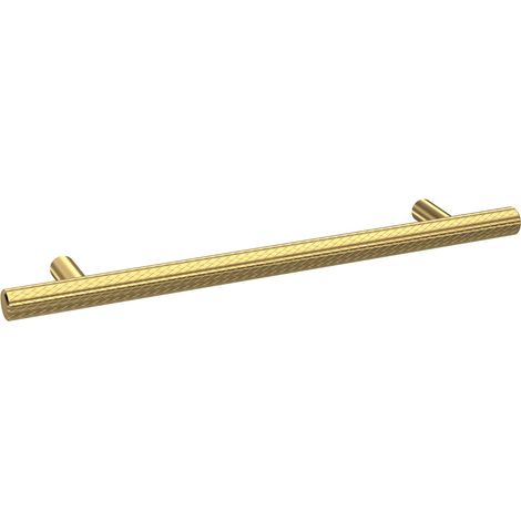 Furniture Handle Textured Knurled Bar Handle, 220mm (160mm Centres) - Brushed Brass