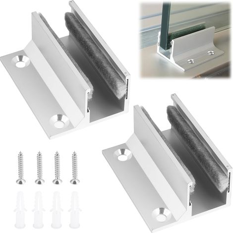 Sliding Glass Door Floor Guide - Aluminum Guide Roller, Frameless Glass Sliding Door Accessories System - Set of 2 PCS, Sliding Glass Door Guide (1/5)